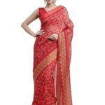 MIRCHI FASHION Women's Cotton Blend Kalamkari Printed Saree with Blouse Piece