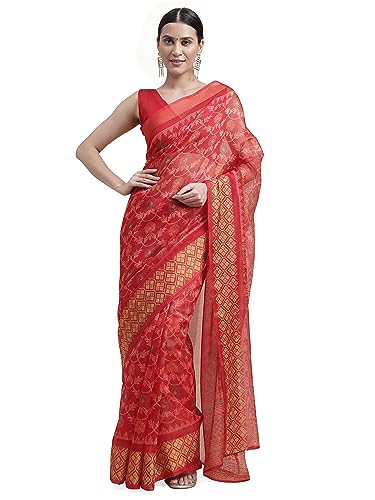 MIRCHI FASHION Women's Cotton Blend Kalamkari Printed Saree with Blouse Piece