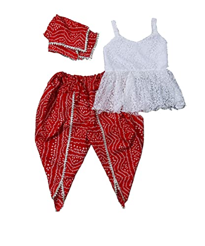 MVD Fashion Girl's Top And Dhoti and dupatta Set for 2-10 Year