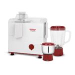 Maharaja Whiteline Gala Happiness Juicer Mixer Grinder with 2 Jars | Long Lasting Performance with 450 Watts| Food Grade Safe | High Grade Mesh for Efficient Juicing | 2 Year Warranty (White)