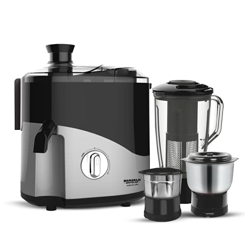 Maharaja Whiteline Plastic Odacio Plus 550-Watt Juicer Mixer Grinder With 3 Versatile Jars | Food Grade Safe | 2 year warranty (Black & Silver)