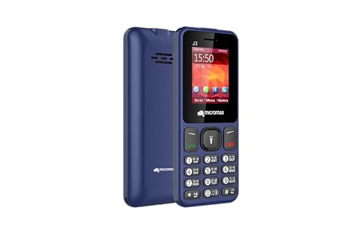 Micromax All-New J3 Sleek & Stylish |Keypad Mobile with 1.77" Screen|Auto Call Recording | Bright Torch| Wireless FM | Blue