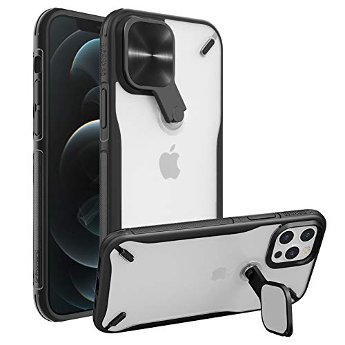 Nillkin Compatible for iPhone 12 Pro Max Case, Cyclops Case with 2-in-1 Camera Cover & Kickstand, PC & TPU Impact-Resistant Bumpers Protective Case for iPhone 12 Pro Max 6.7 inch (2020) - Black