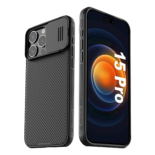 Nillkin Thermoplastic Polyurethane For Iphone 15 Pro Phone Case, Camshield Pro 15 Pro Case With Camera Cover, Slide Cover Compatible With Iphone 15 Pro 5G Case 6.1'' , Black