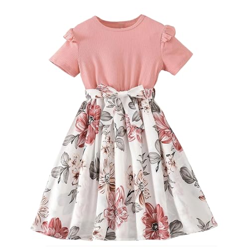 Niren Enterprise Baby Girl Dresses, Modal Fabric Frocks with Floral Print & Top with Short Flutter Sleeve for Birthday and Special Occassions, Fancy Dress for Kids