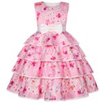 Niren Enterprise Flower Girl Dresses Wedding Birthday Costumes Ruffles Layered Floral Dresses 2 to 8 Years Girl