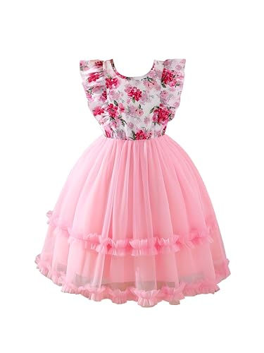 Niren Enterprise Pink Ocean Net Flair Baby Frock for Kids Girl