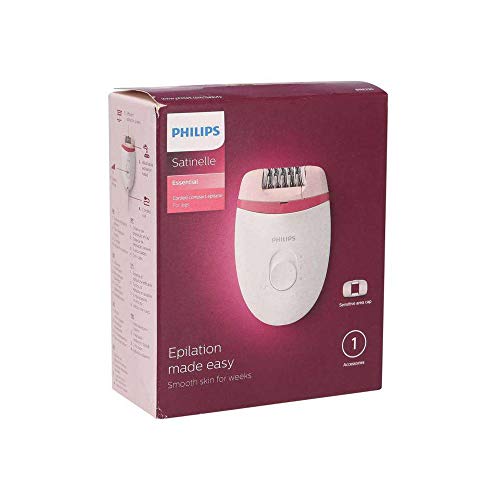 Philips BRE235/00 Corded Compact Epilator (White and Pink) for gentle hair removal at home