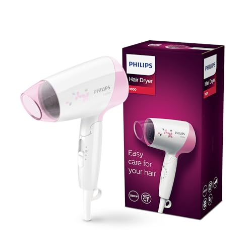 Philips Essential Care Hair Dryer (HP8120/00) | 1200Watts| On-The-Go Dryer| Thermoprotect| 3 Heat & Speed Settings-Black| Quick, Gentle Drying for Shiny Hair