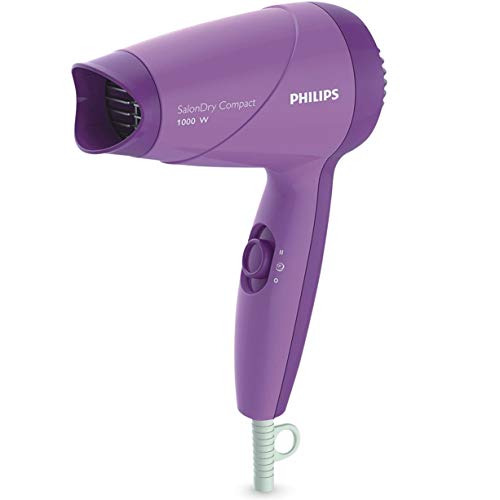 Philips HP8100/46 Compact Hair Dryer| 2 Flexible heat setting| ThermoProtect prevents overhearting | 1000 Watts- Purple