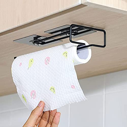 Plantex Self-Adhesive Toilet Paper Roll Holder/Tissue Paper Holder/Wine Glass Holder/Towel Holder Kitchen Rack Holder/Bathroom Accessories (Black-Wall Mount)