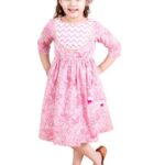 Pspeaches Pink Floral Printed Pure Cotton Dress (Pink)