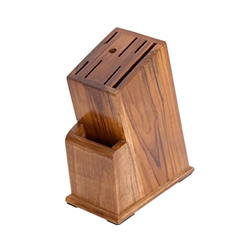 ROSTON Knife Holder Stand for Kitchen Universal Stand with 6 Slots Cutlery Holder Teak Wood (MODEL002) (MODEL002)