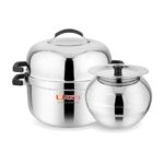 RUDRA Stainless Steel China Pot Cook and Serve, Thermal Rice Cooker, 1.5 kilogram, Silver (1 Kg)