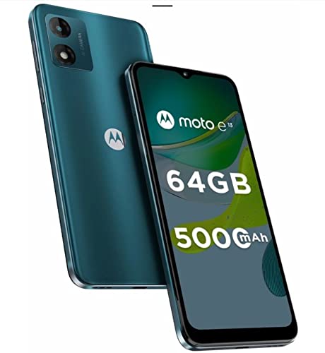 (Refurbished) Motorola E13 4G (Aurora Green, 2GB RAM, 64GB Storage) | Unisoc T606 Octa Core 1.6 GHz | 13MP Rear | 5MP Front Camera| 6.5inch HD+ IPS LCD Display with Dolby Atmos| IP52-rated Water-Repellent Design