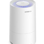 Rosekm Small Air Purifier for Home Bedroom, Personal Desk Mini Air Purifier, Room Hepa Air Purifier Fresheners Cleaner for Pets, Smoke, Desktop, Office (White)