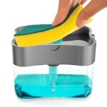 Rylan 2 in 1 Soap Dispenser for Bathroom Accessories Dishwasher Liquid Holder Liquid Dispenser Pump 400 ML with Sponge Holder Kitchen Sink Accessories Items (Multi-Color)