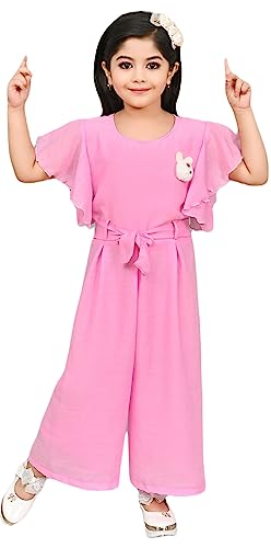 S N Collection Cotton Blend Casual Solid Jumpsuit Dress for Girls