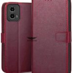 SHINESTAR Motorola Moto G24 Power Flip Back Cover | PU Leather Flip Cover Wallet Case with TPU Silicone Case Back Cover for Motorola Moto G24 Power - Blood Red