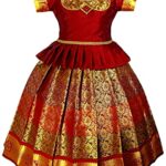 SRI GANAPATHI FASHION Girls Traditional Lehenga Choli KANMANI PATTU MAROON