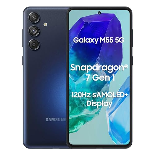 Samsung Galaxy M55 5G (Denim Black,8GB RAM,128GB Storage) | 50MP Triple Cam| 5000mAh Battery| Snapdragon 7 Gen 1 | 4 Gen. OS Upgrade & 5 Year Security Update| Super AMOLED+ Display