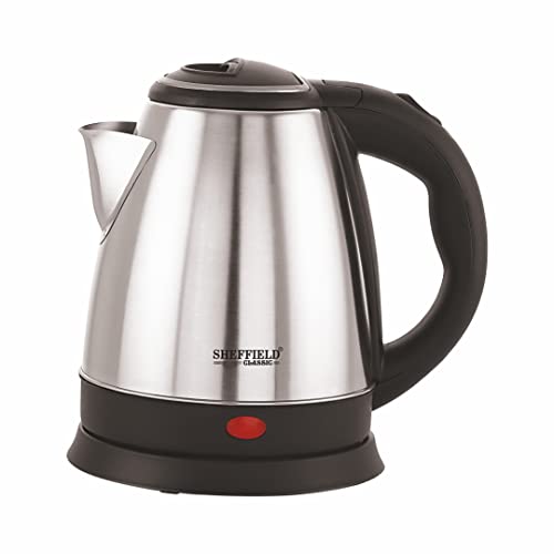 Sheffield Classic Electric Kettle 1.5 Litres, Stainless Steel, Superfast Boiling, Auto Shut-Off, Heat Resistant, Making Tea, Coffee, Soup, Noodles, Hot water, Safety Lock Lid, 1500 W, Silver