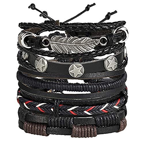 Shining Diva Fashion Genuine Leather Bracelet Wraps Casual Skin Friendly Bracelets for Men Boys