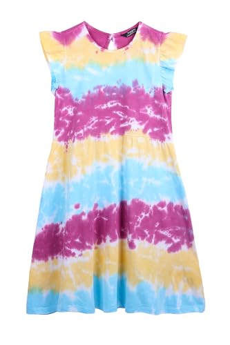 Stories.Label Girl's Tie Dye Cotton Printed T-Shirts Dress in Half Sleeves and Regular Fit