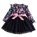 TAGAS Girls Colorblock Mesh Layered Fit and Flare Hem Dress