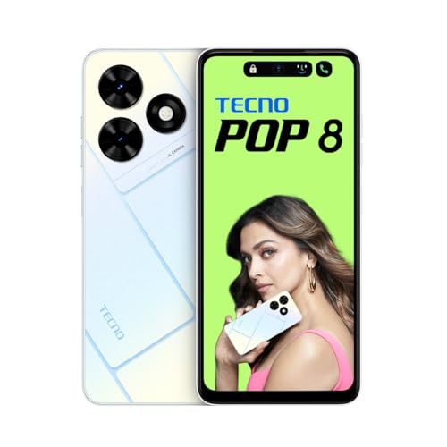 TECNO POP 8 (Mystery White,(8GB*+64GB)|90Hz Punch Hole Display with Dynamic Port & Dual Speakers with DTS| 5000mAh Battery |10W Type-C| Side Fingerprint Sensor| Octa-Core Processor