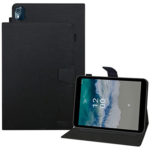 TGK Leather Flip Stand Case Cover for Nokia Tab T10 8 inch Tablet with Pencil Holder, Black