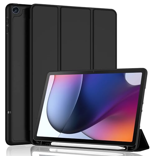TGK Smart Flexible with Pencil Holder Trifold Back Flip Stand Case Cover for Motorola Tab G62 10.61 Inch Black