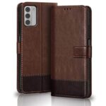 TheGiftKart Flip Back Cover Case for Nokia G42 5G | Dual-Color Leather Finish | Inbuilt Stand & Pockets | Wallet Style Flip Back Case Cover for Nokia G42 5G (Brown & Coffee)