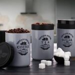 Tosaa Tea Sugar Coffee Container Set Of 3 | Kitchen Counter Top Airtight Storage Canister With Lids (Gray, 800ml, Plastic)