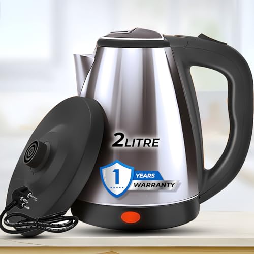 Trajectory Premium 2L Electric Kettle 1500W 1 Year Warranty - Fast Boiling, Stainless Steel, Safe Design - Home & Office Essential for Quick Tea & Coffee - Long Cord, Easy Handling Safety Features