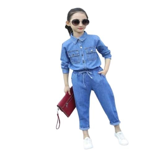 Trendy Style Kids Denim Clothing Set shirt and pants for girls