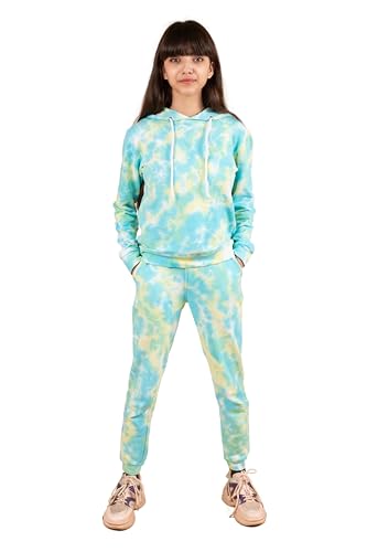 Tweeny Mini Kids Girls Tie Dye Hoodie Sweatshirts | Joggers | Sweatsuit | Tracksuit Combo Set Full Sleeves for Winter Wear