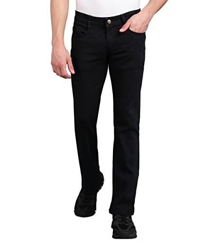 Urbano Fashion Men's Black Washed Bootcut Jeans Stretchable