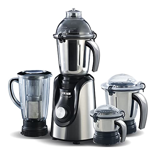 Usha Maximus Plus 800-Watt Copper Motor Mixer Grinder with 4 Jars and 5 Years Motor Warranty(Black & Stainless steel)