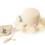 VRITRAZ Baby Girl's Kids Hat and Pouch Combo Children Cartoon Straw Fashion