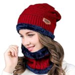 Wearslim® Warm Knit Hats, Skull Cap with Neck Warmer Winter Wear Beanie Hats Scarf Set for Men and Women