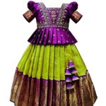 White Button Girls Polyester Blend Readymade Lehenga Choli Set