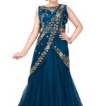 White Button new stone and Embroidery work half saree styled kids lehenga choli for girls