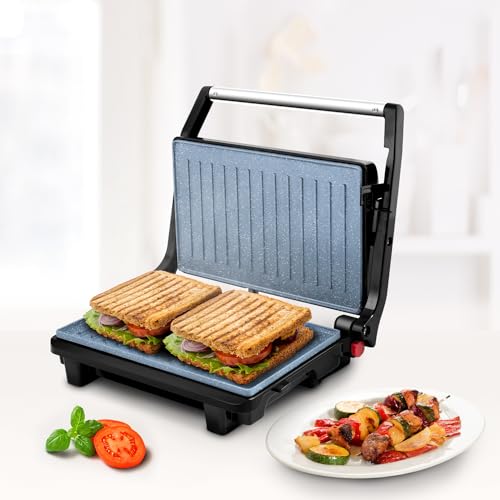 Wipro Elato BS202 1000 Watt Grill Sandwich Maker, Ceramic- BPA, PTFE & PFOA Free, Scratch Resistant, Multifunction SW Maker & Griller, Automatic Cutoff, Height Control -180ᶿ&105ᶿ