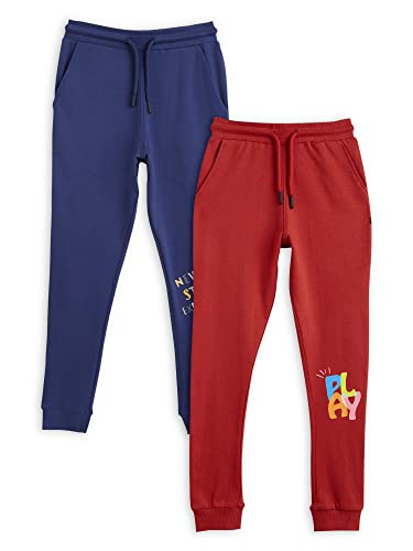 XY Life Playmate Cotton Joggers for Boys, Relaxed Fit, Solid