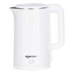 amazon basics 1.8 Litre Cool Touch Electric Kettle with Auto Cut Off | Double Layer Outer Body | Triple Protection-Dry Boil, Steam & Over Heat | Stainless Steal Inner Body | (White, 1500 Watt)