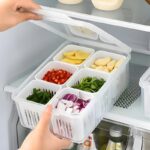 hago Fridge Storage Boxes Freezer Storage Containers, Container for Kitchen Storage Set, Storage in Kitchen, Vegetable Storage, Draining Crisper Refrigerator Food Box (1)