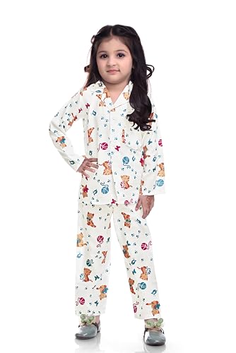 nishideek Fashion Kids Baby Boys & Girls Printed Full Sleeves Night Suit | Night Dress | Sleepwear | Sleepsuit | Loungewear Cotton Shirt & Pyjama Combo Coord Set