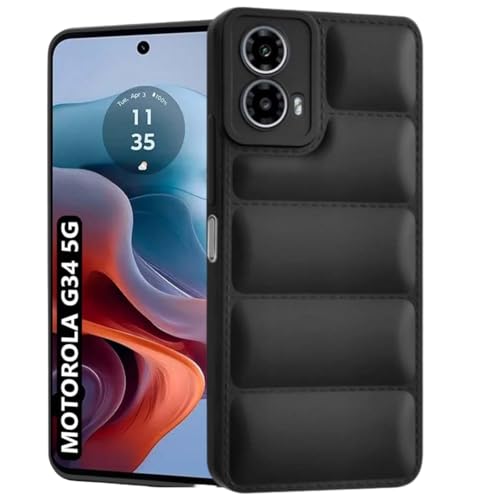 SHINESTAR Puffer Pattern Back Cover Case for Motorola G34 5G | Motorola Moto G34 5G Silicone TPU | Camera Protection - Black