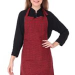 GLUN® Waterproof Unisex Kitchen Apron with Center Pocket and Adjustable Neck Belt with Metal Buckle (PACK OF 1) (Red Check)